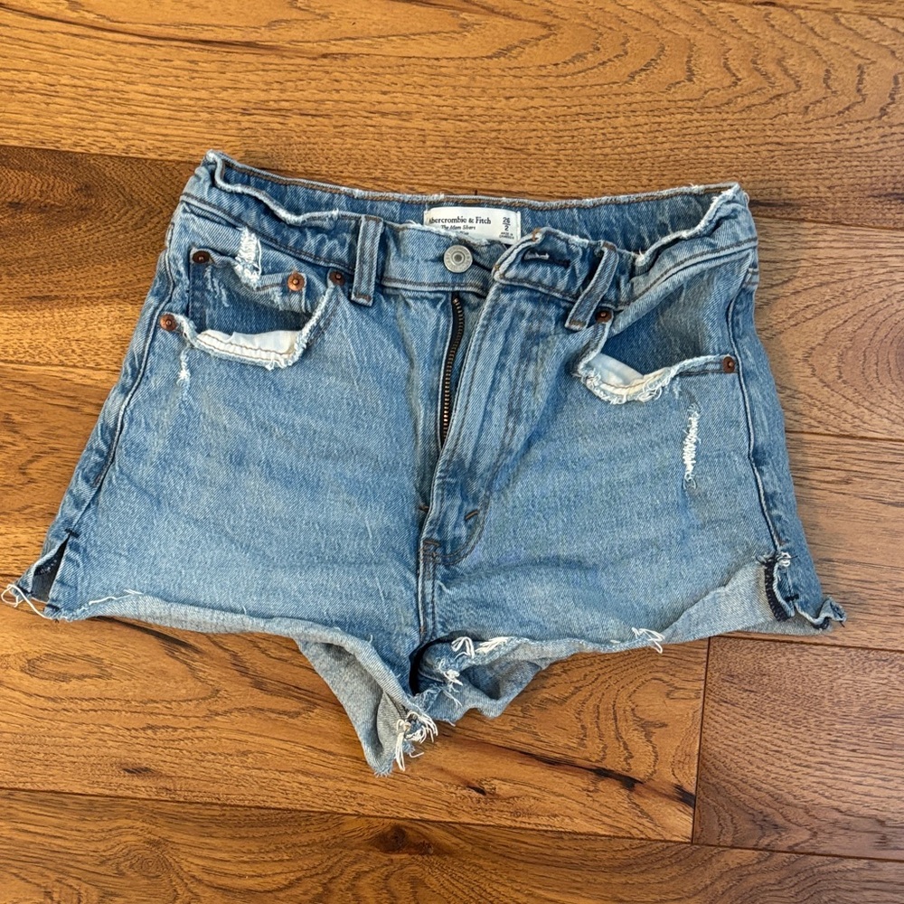 Abercrombie & Fitch Light Blue Distressed Jean Shorts